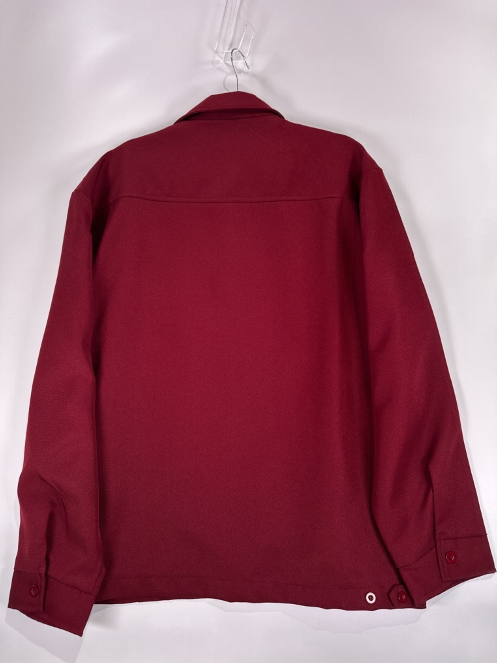 KikWear Smooth Cut Mechanic Jacket Vintage Full Zip Polyester Burgundy L - Picture 4 of 10